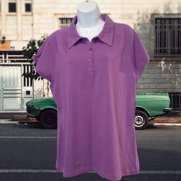 Danskin Womens XXL Purple Knit Golf Polo Blouse Top - Picture 1 of 9